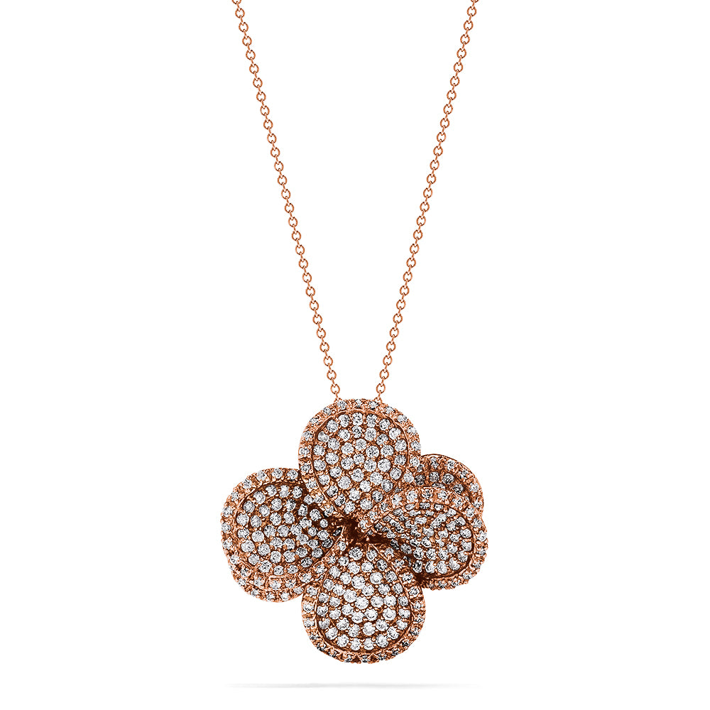 Pave diamond clover necklace