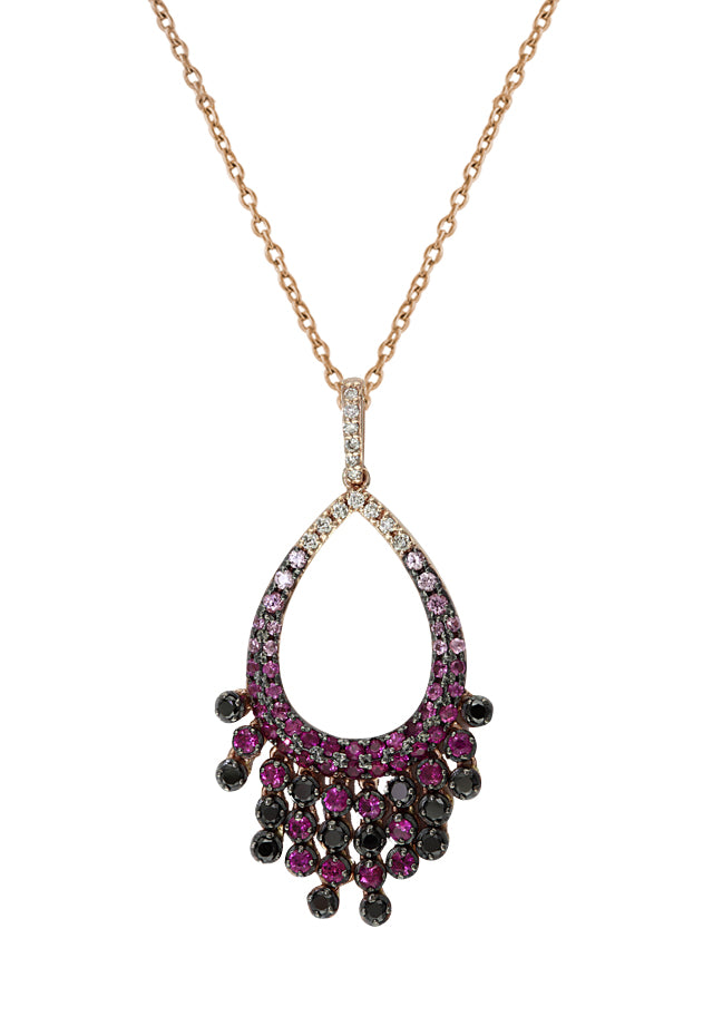 Effy 14K Rose Gold Pink Sapphire and Diamond Pendant, 1.75 TCW