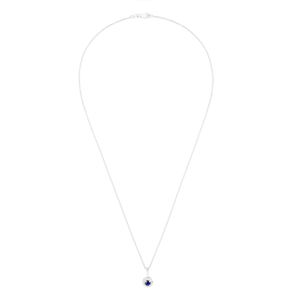 Effy Royale Bleu 14K White Gold Sapphire and Diamond Pendant, 0.44 TCW