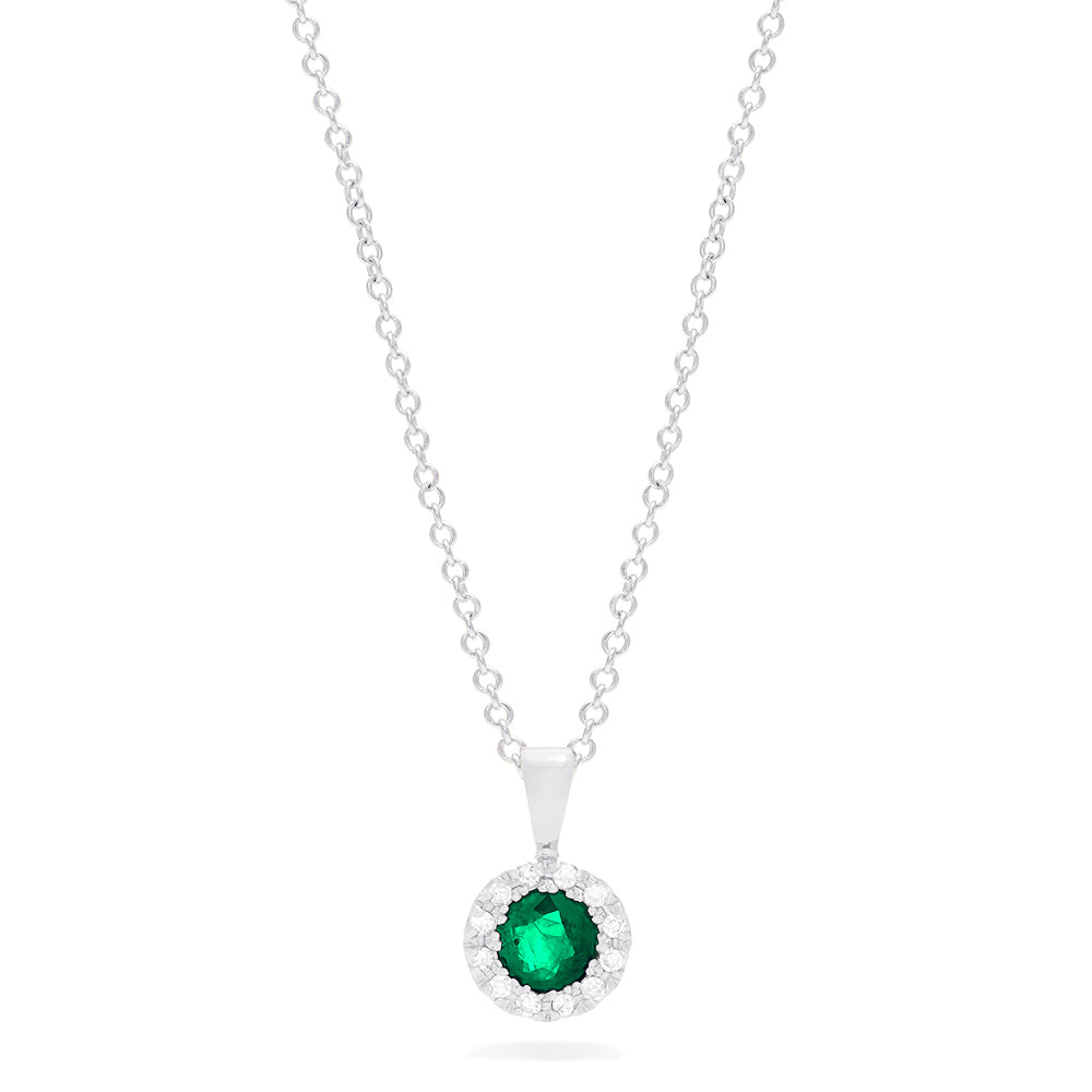 Effy Brasilica 14K White Gold Emerald and Diamond Pendant, 0.41 TCW