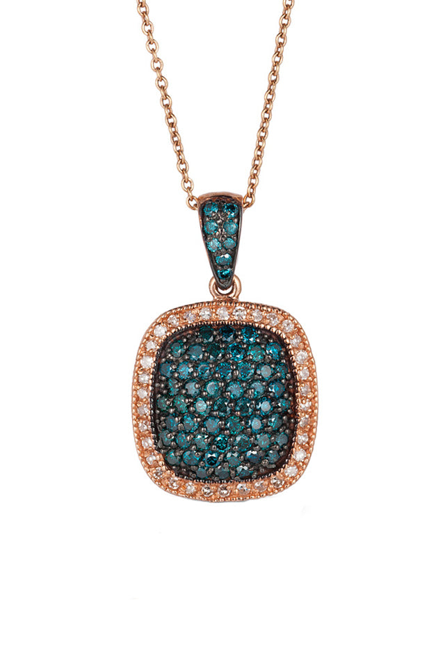 Blue diamond rose gold necklace Clearance