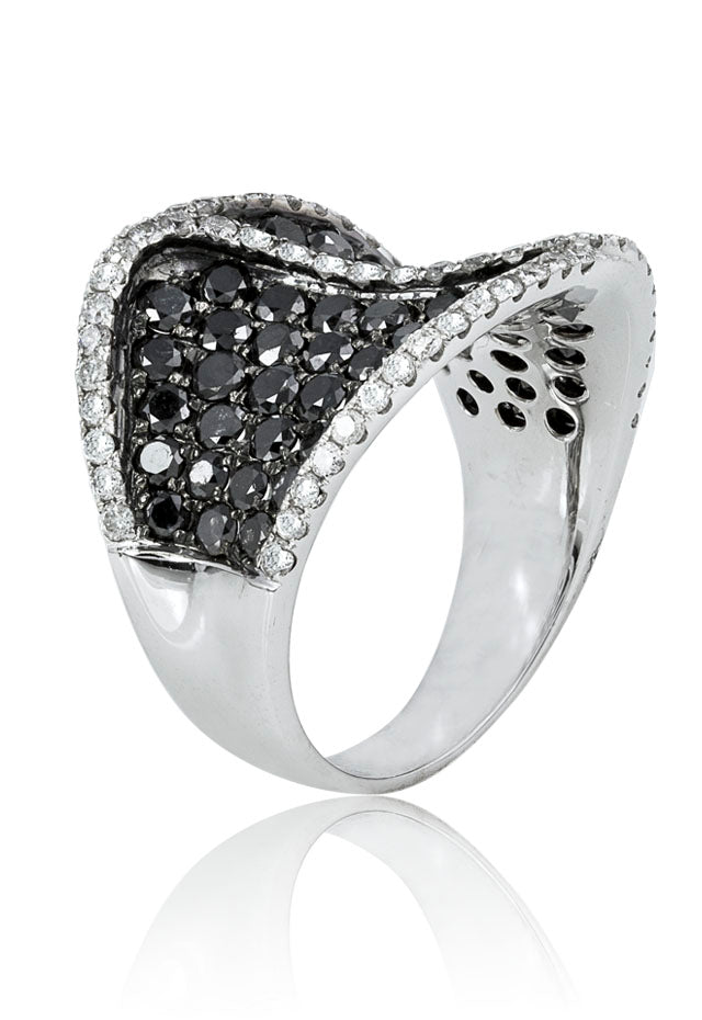 Effy 14K White Gold Black and White Diamond Ring, 3.96 TCW