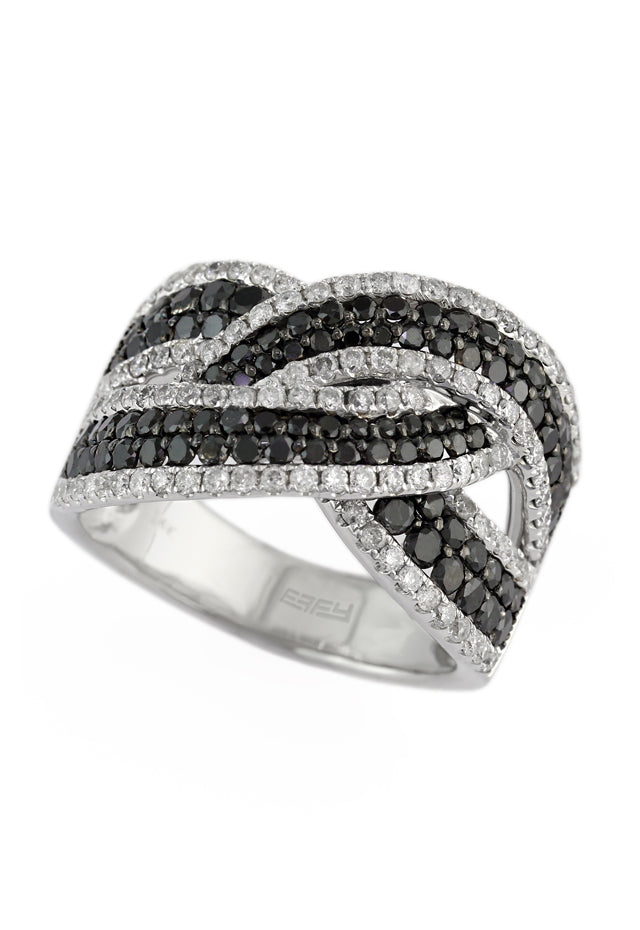 Effy 14K White Gold Black and White Diamond Ring, 2.30 TCW