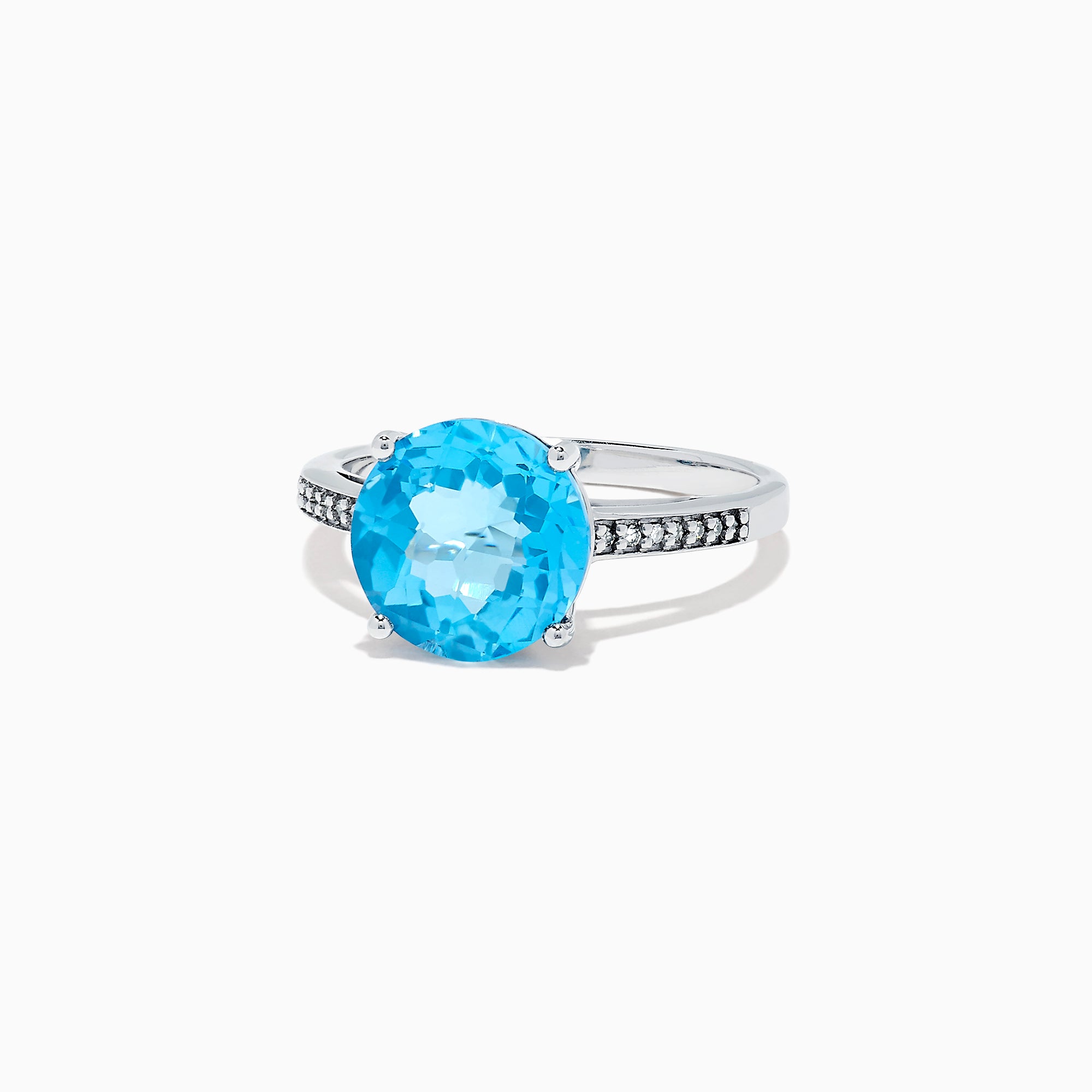 Effy Ocean Bleu 14K White Gold Blue Topaz and Diamond Ring, 4.74 TCW