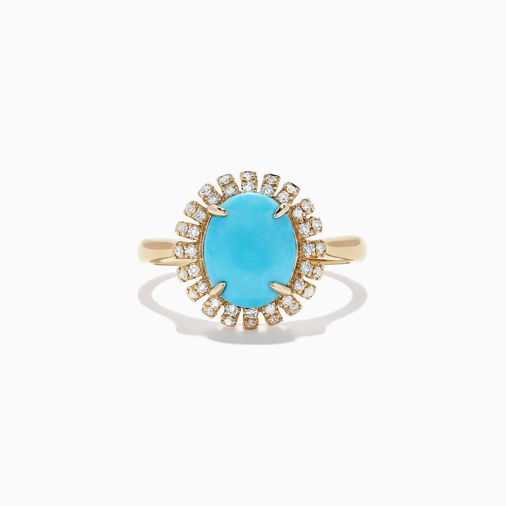 Effy 14K Yellow Gold Turquoise and Diamond Ring, 2.03 TCW