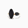 The Eclipse 14K Yellow Gold Onyx and Diamond Ring (4.78 TCW) features a large marquise-cut onyx and a small teardrop-shaped diamond cluster on an open band, set against a white background.