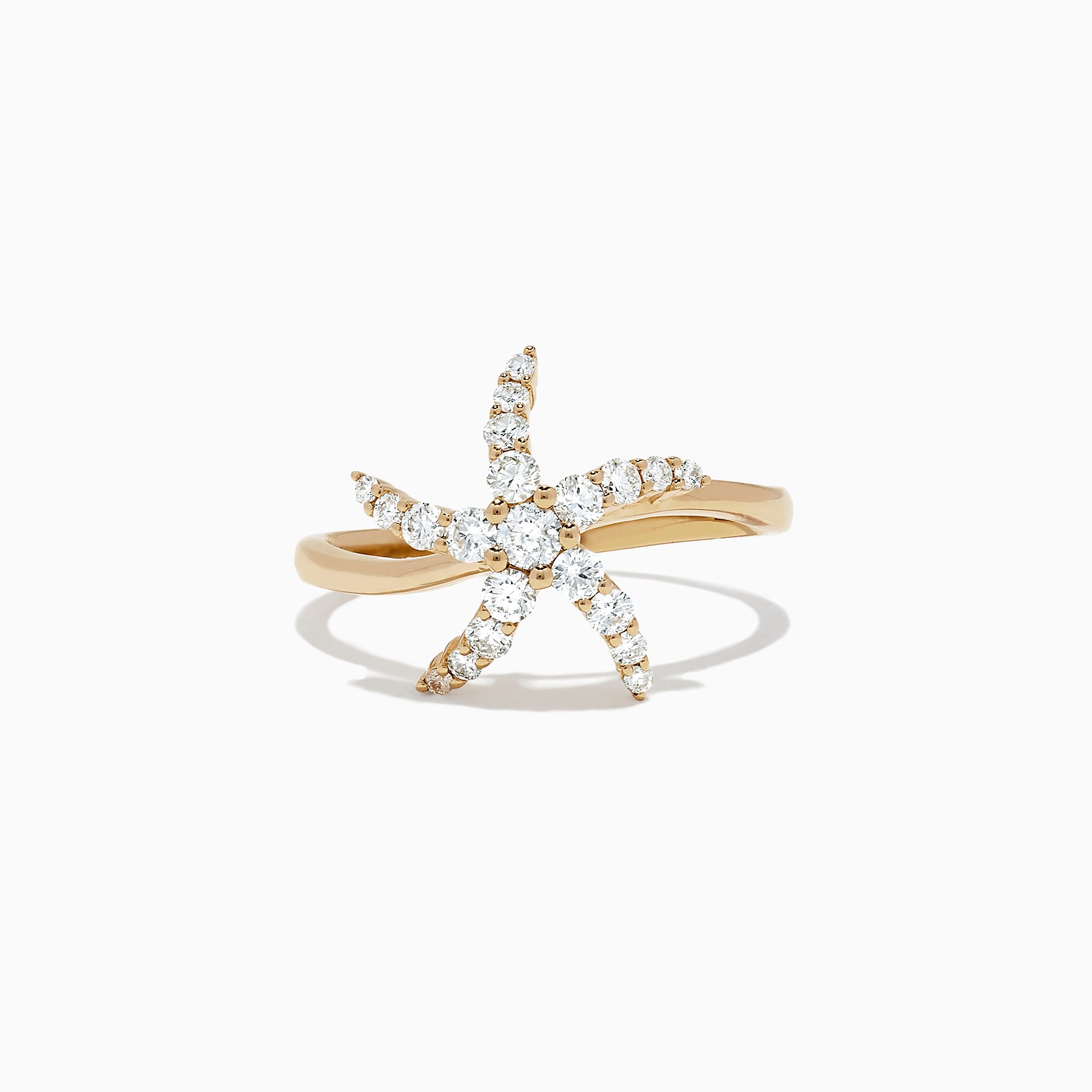 Effy Seaside 14K Yellow Gold Diamond Starfish Ring, 0.49 TCW
