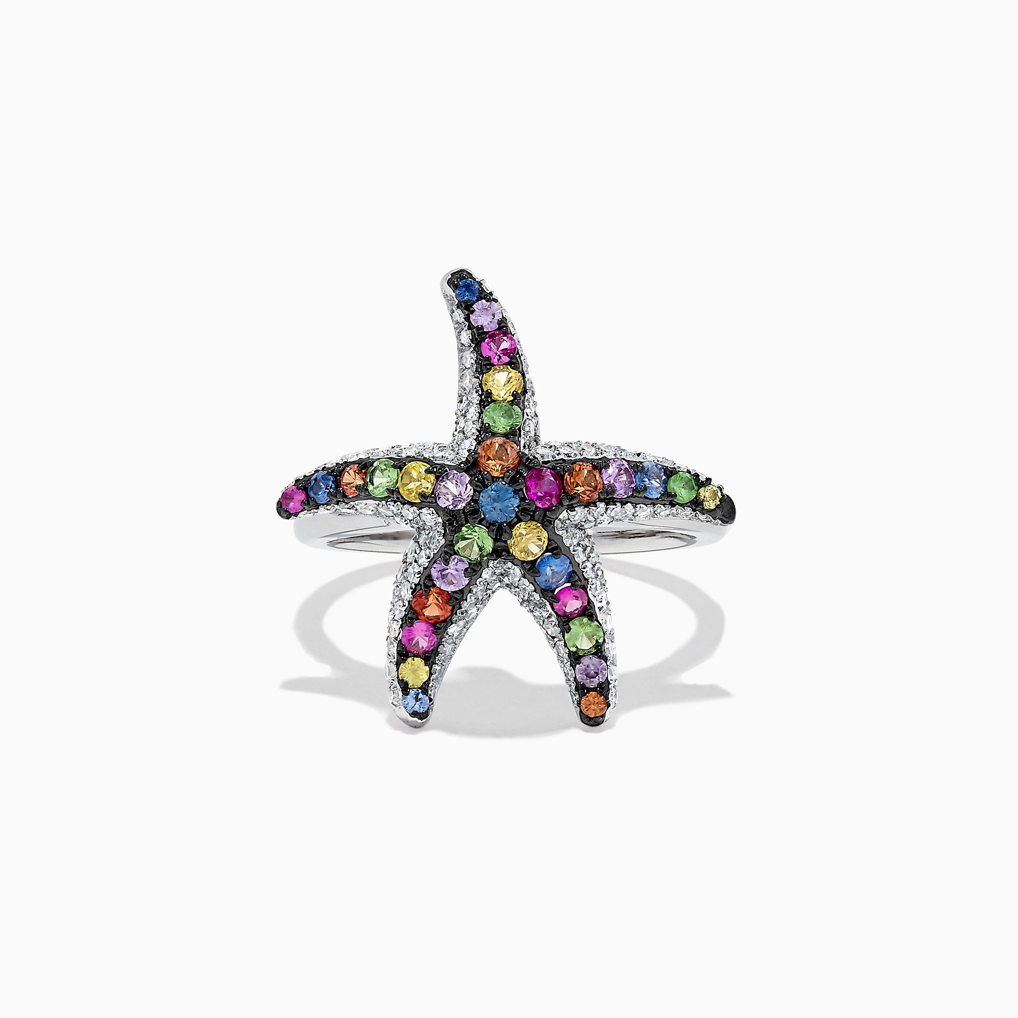 Effy Watercolors 14K Gold Multi Sapphire & Diamond Starfish Ring, 1.25 TCW