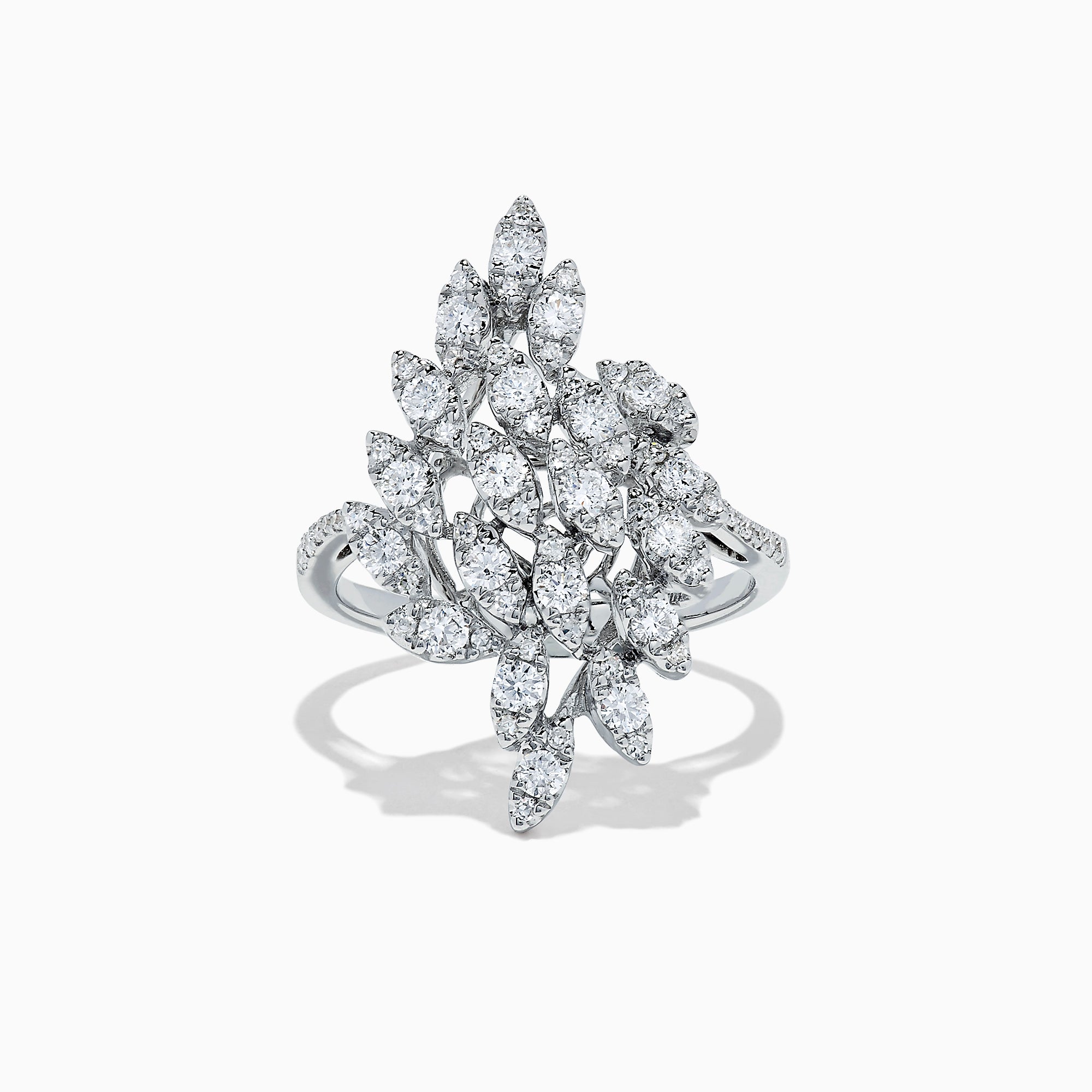 Effy 14K White Gold Diamond Petals Ring, 0.94 TCW