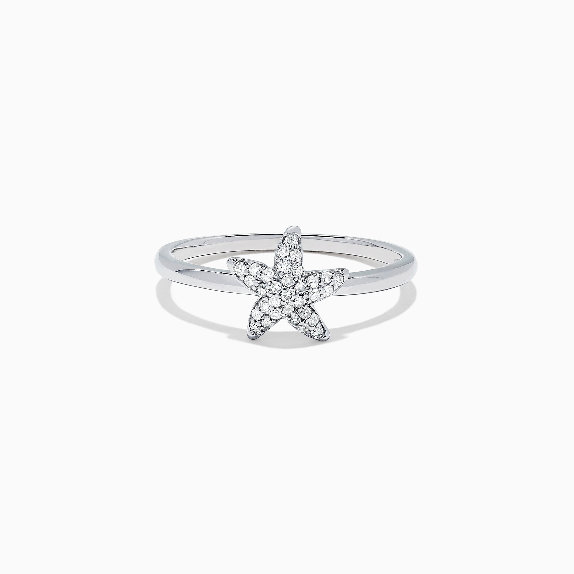 Effy Seaside 14K White Gold Diamond Starfish Ring, 0.13 TCW
