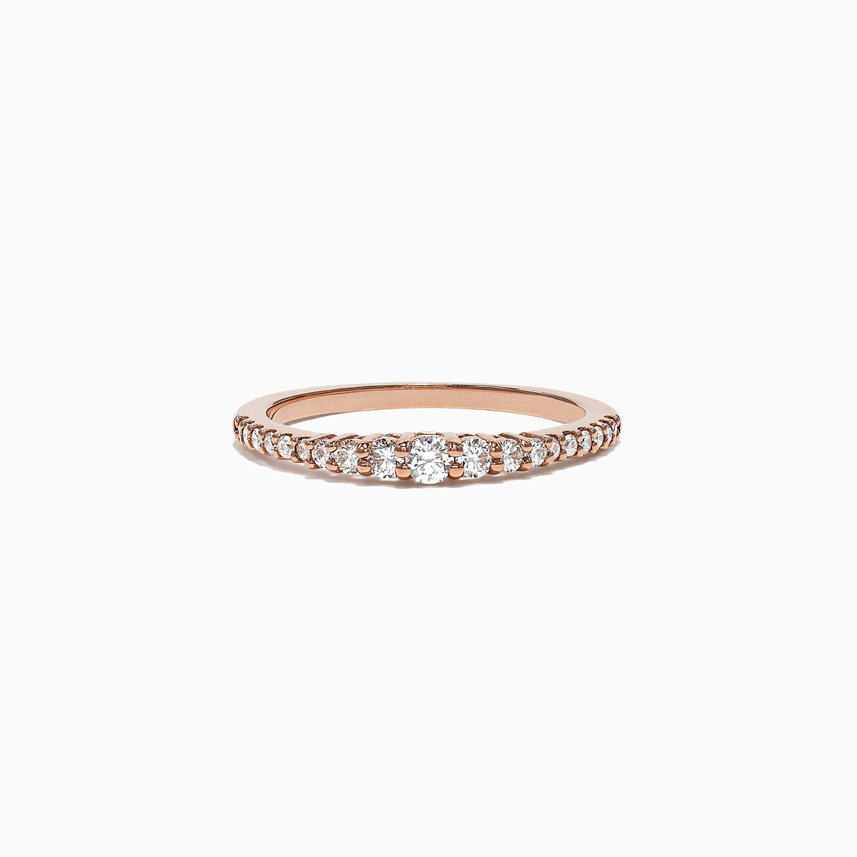 The Pave Classica 14K Rose Gold Diamond Band Ring, 0.31 TCW, features a row of sparkling diamonds along the rose gold band for an elegant touch.