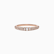 The Pave Classica 14K Rose Gold Diamond Band Ring, 0.31 TCW, features a row of sparkling diamonds along the rose gold band for an elegant touch.