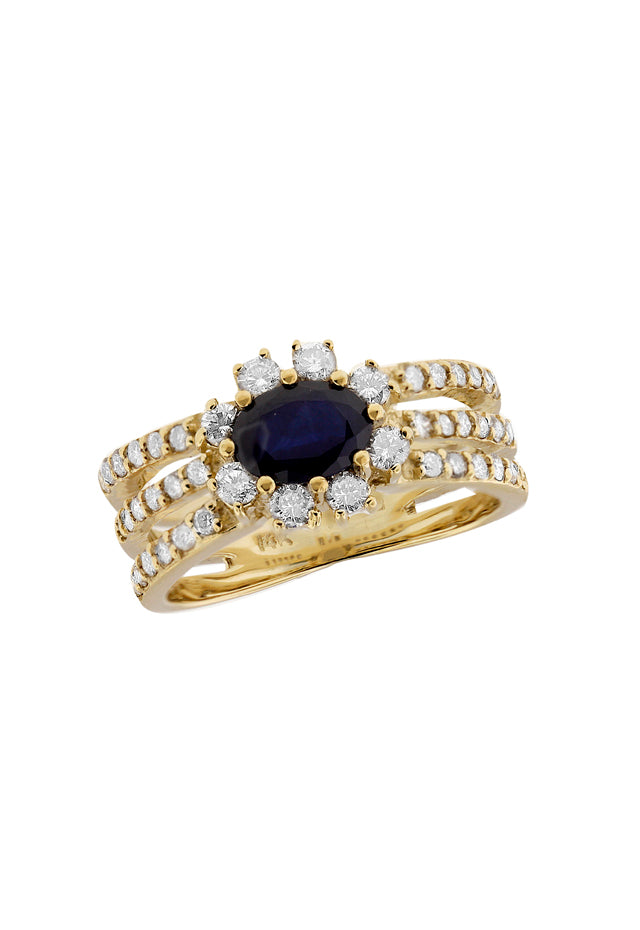 Gemma Blue Sapphire and Diamond Ring, 1.69 TCW