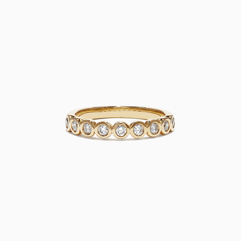 The Pave Classica 14K Yellow Gold Bezel Set Diamond Band, 0.35 TCW, displays a row of round bezel-set diamonds encircling the band, shown against a plain white background.