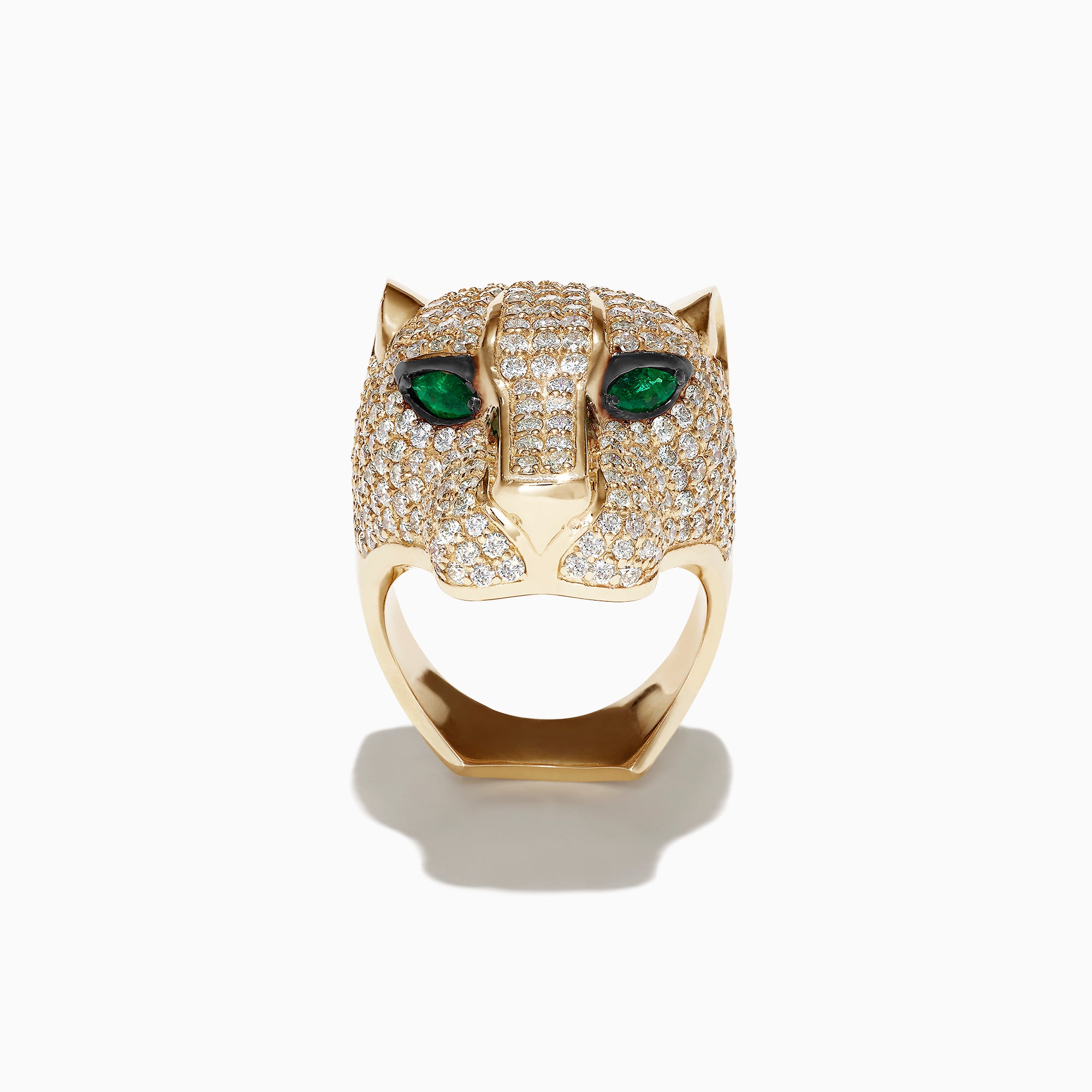 Effy Limited Edition 14K Yellow Gold Diamond Panther Head Ring, 3.80 TCW