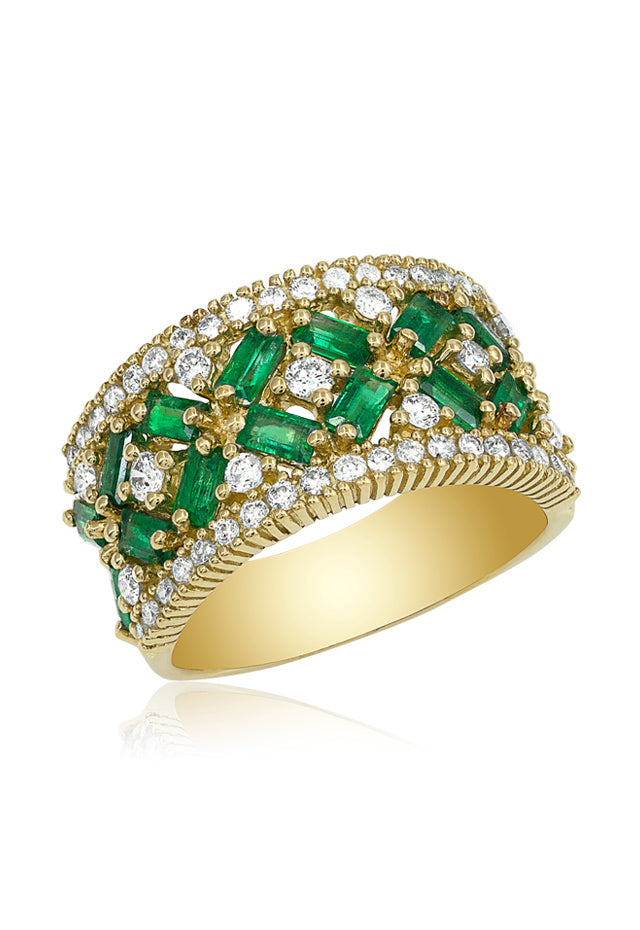 14K Yellow Gold Emerald and Diamond Ring, 2.21 TCW