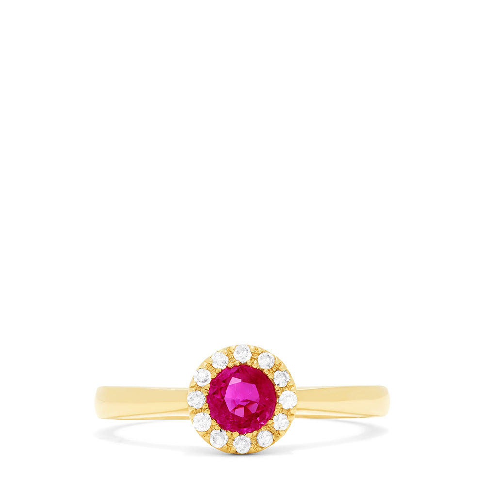 Effy Ruby Royale 14K Yellow Gold Ruby and Diamond Ring, 0.52 TCW