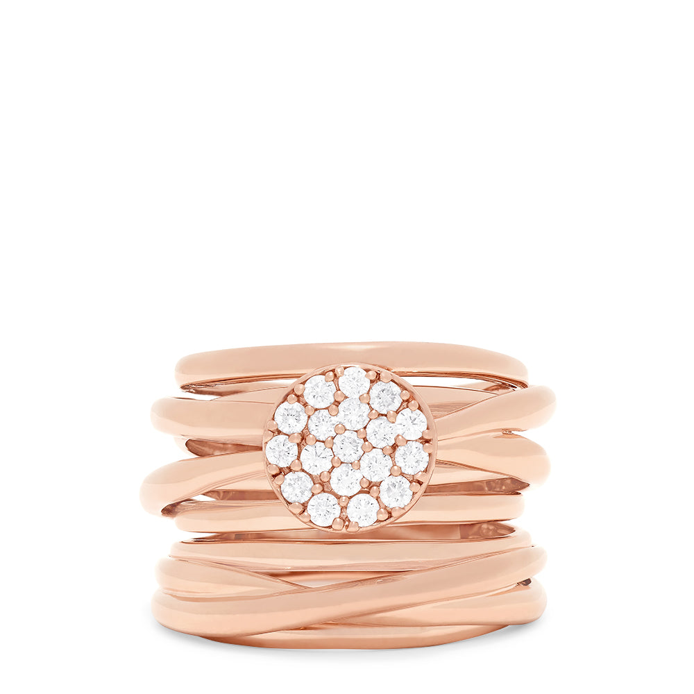 Pave 14K Gold Diamond Ring 0.35 TCW