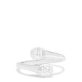 A 14K White Gold Two-of-Us Diamond Ring, 0.59 TCW, elegantly showcases two round bezel-set diamonds on a sleek band—an exquisite Effy design displayed on a white background.
