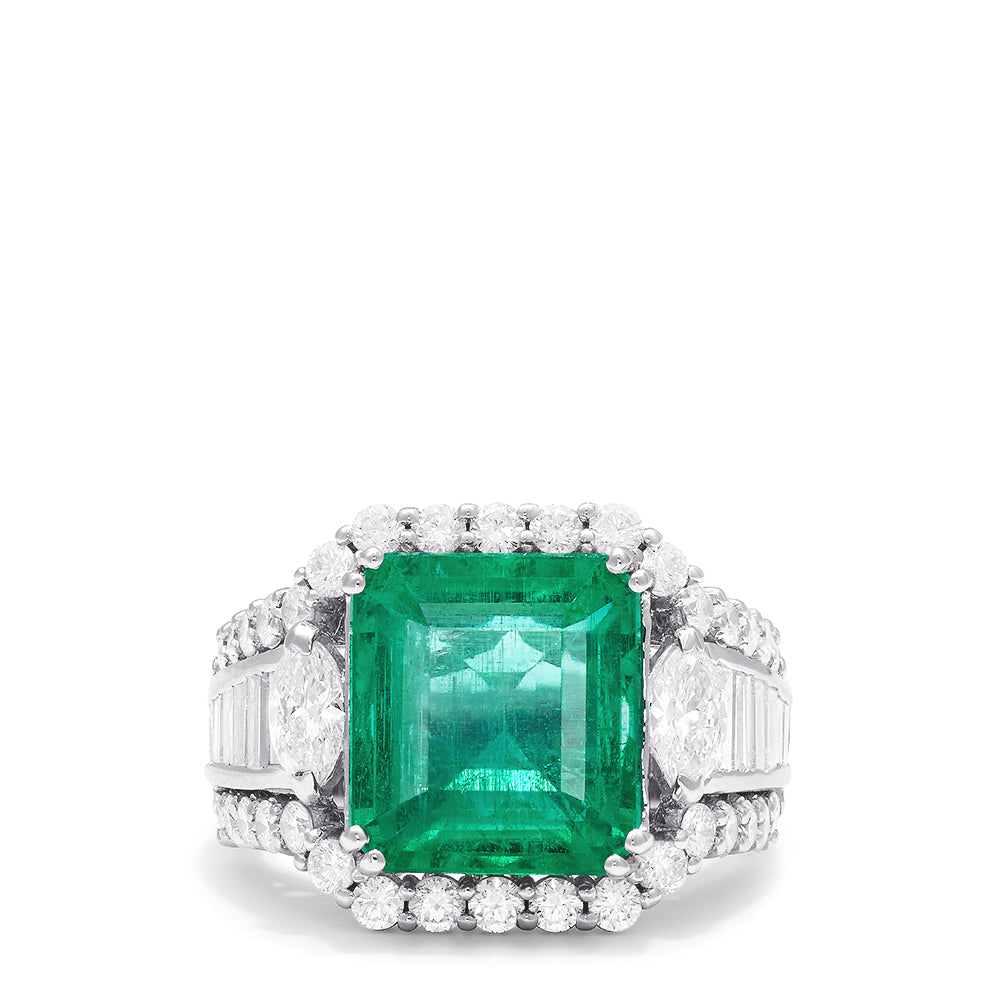 Effy Brasilica 18K White Gold Fine Emerald and Diamond Ring, 8.00 TCW