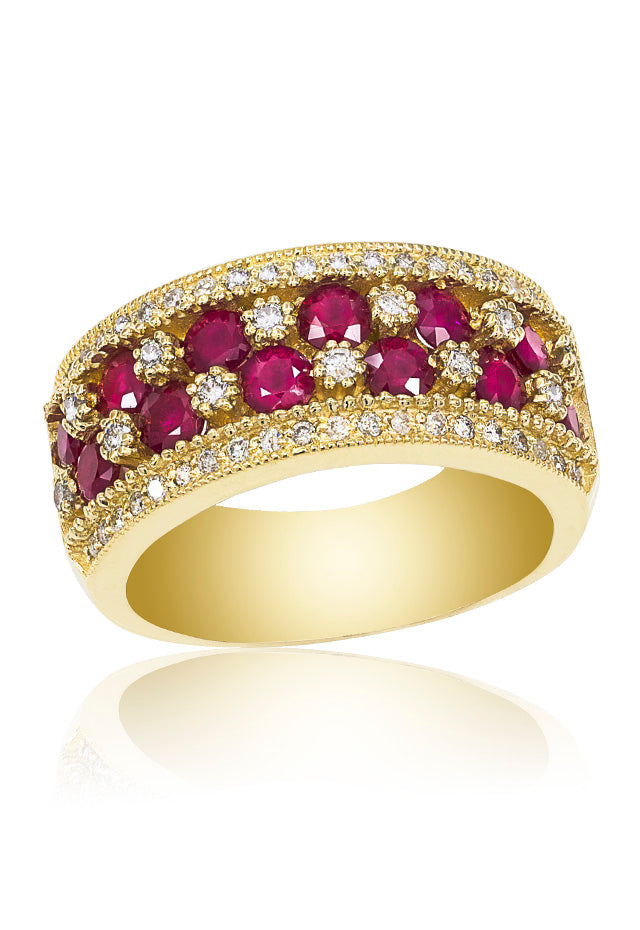 14K Yellow Gold Ruby and Diamond Ring, 1.97 TCW