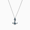 The Seaside 14K White Gold Blue & White Diamond Anchor Pendant (0.20 TCW) pairs a dazzling anchor charm with a silver chain for a striking, nautical-inspired style.