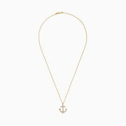 The Seaside 14K Yellow Gold Diamond Anchor Pendant (0.21 TCW) features sparkling diamonds and gold detailing at the tips and crossbar, creating a radiant anchor design against a plain white background.