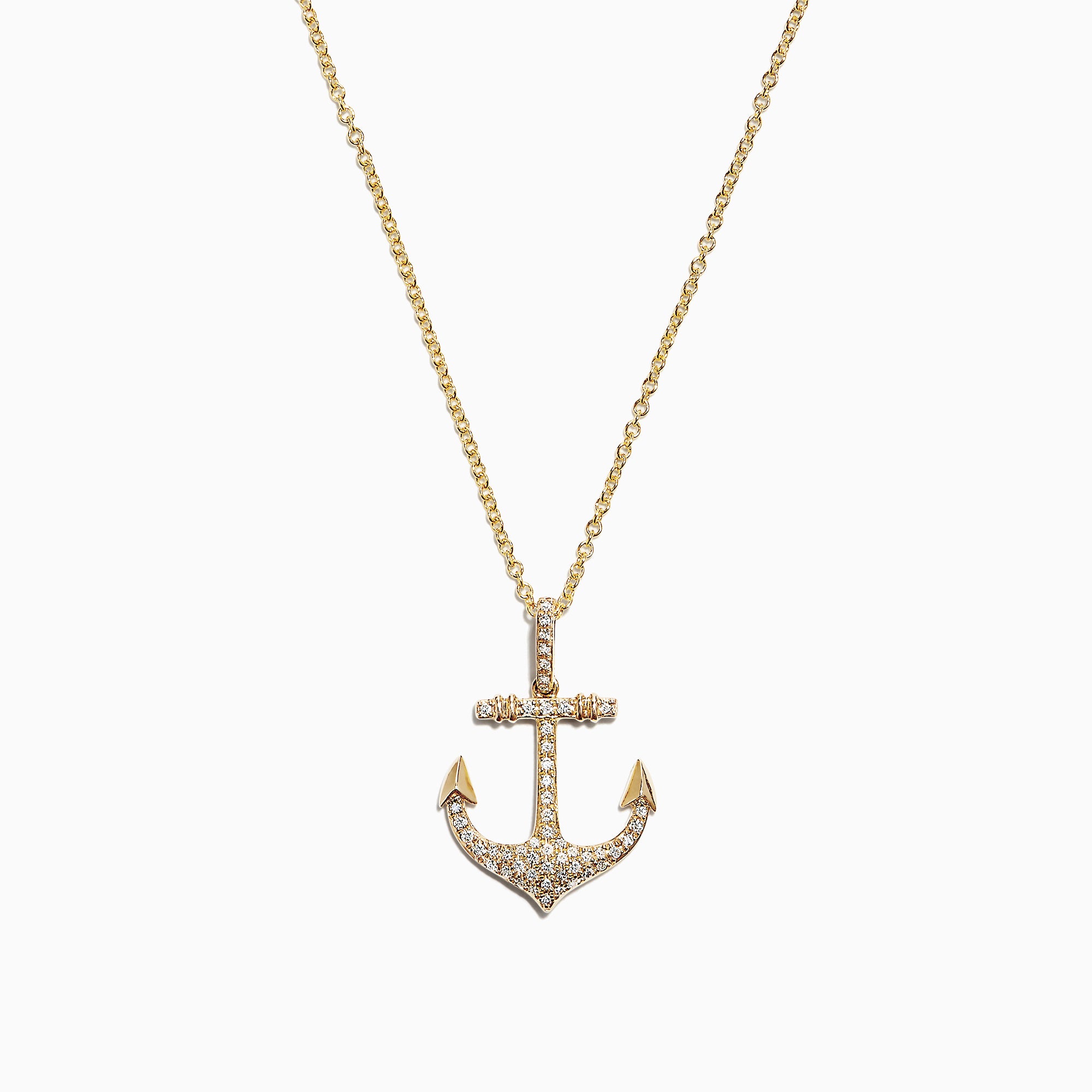 Effy Seaside 14K Yellow Gold Diamond Anchor Pendant, 0.21 TCW