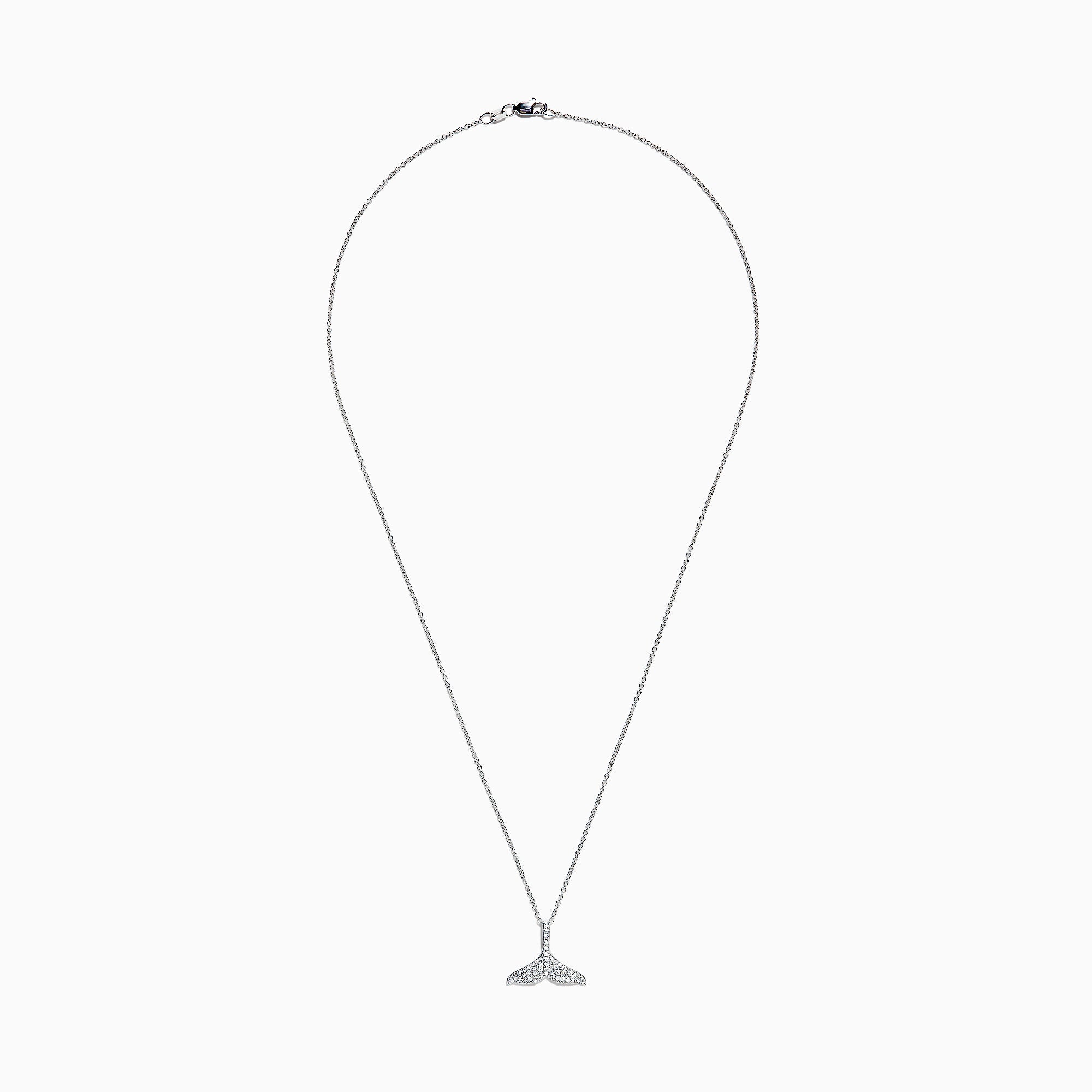A Seaside 14K white gold diamond whales tail pendant (0.28 TCW) by Effy, displayed against a plain white background.