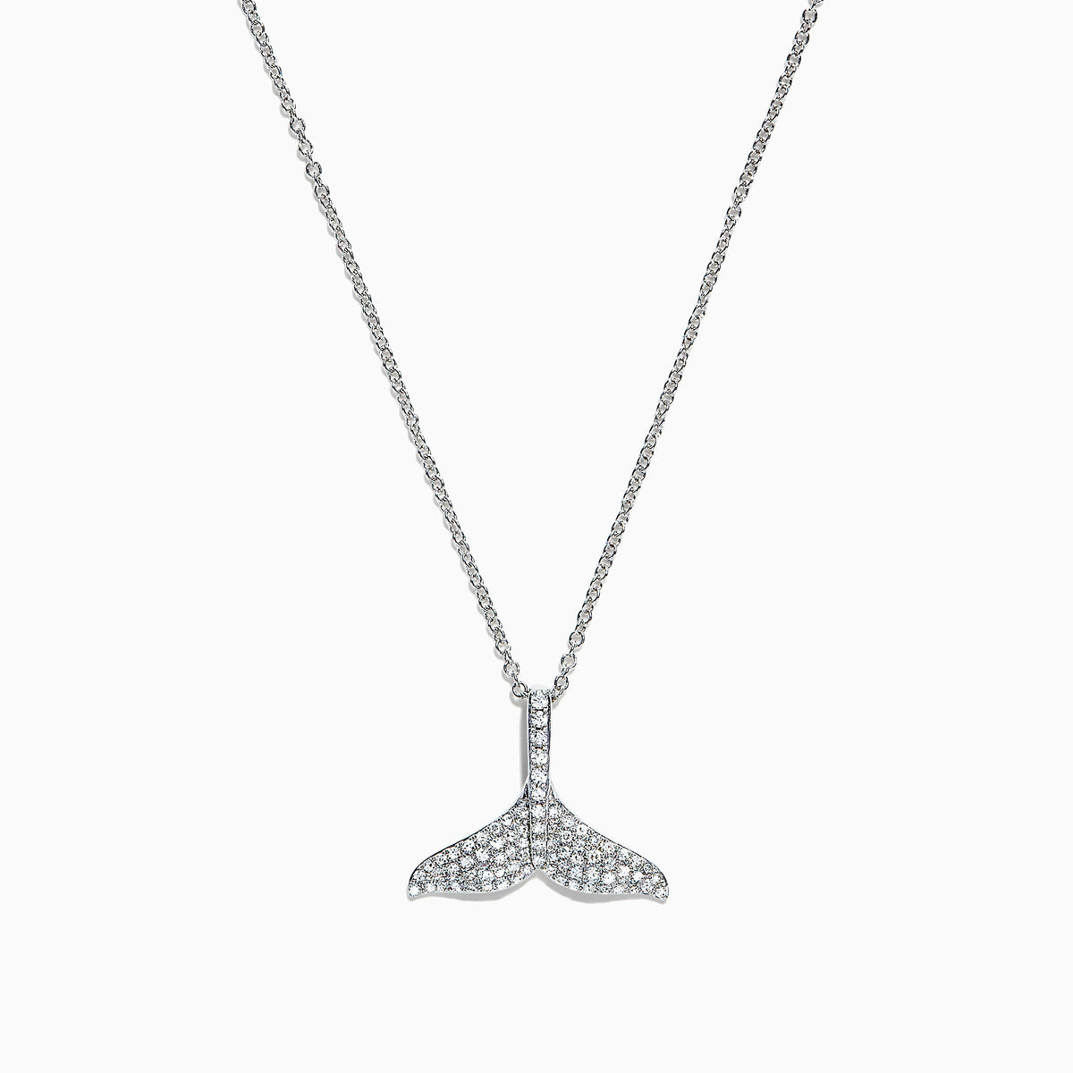 A Seaside 14K white gold diamond whales tail pendant (0.28 TCW) by Effy, displayed against a plain white background.