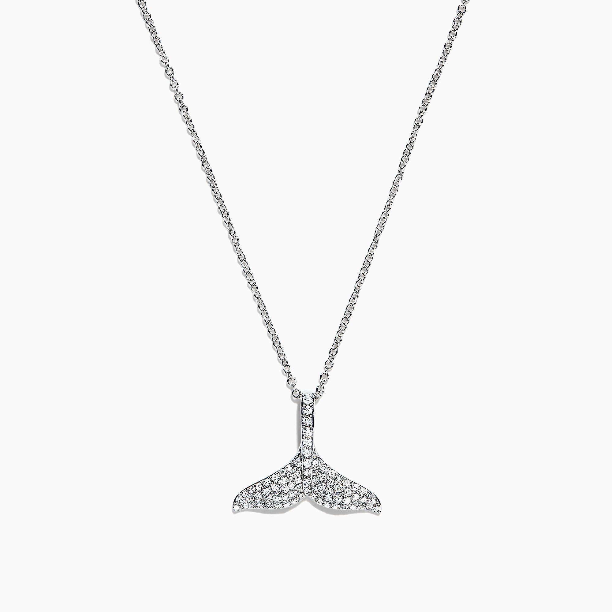 A Seaside 14K white gold diamond whales tail pendant (0.28 TCW) by Effy, displayed against a plain white background.