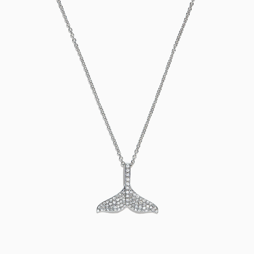Effy Seaside 14K White Gold Diamond Whale's Tail Pendant, 0.28 TCW