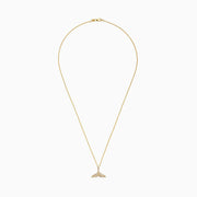 The Seaside 14K Yellow Gold Diamond Whales Tail Pendant, 0.28 TCW, features an elegant whale tail adorned with sparkling diamonds—an exquisite piece for those who love unique pendant styles.