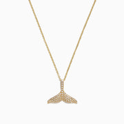 The Seaside 14K Yellow Gold Diamond Whales Tail Pendant, 0.28 TCW, features an elegant whale tail adorned with sparkling diamonds—an exquisite piece for those who love unique pendant styles.