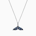 The Seaside 14K Gold Sapphire & Diamond Whales Tail Pendant, 0.79 TCW, features a whale tail design with sparkling sapphires and diamonds set in shimmering 14K gold.