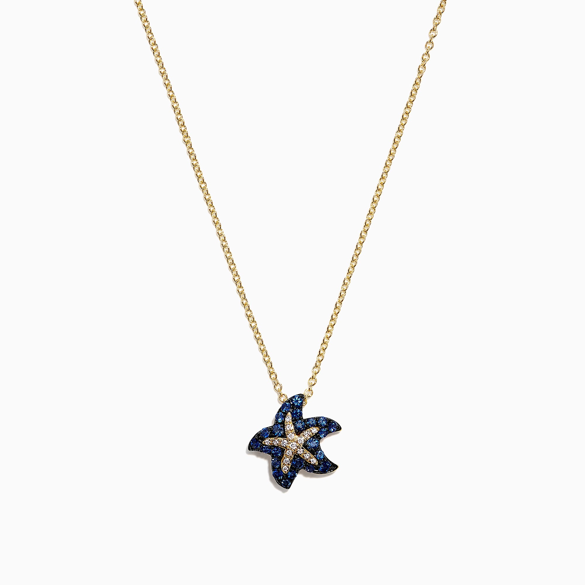 Effy Seaside 14K Yellow Gold Sapphire & Diamond Starfish Pendant, 0.41 TCW