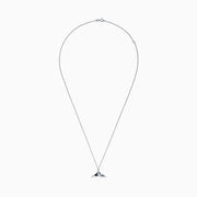 The Seaside 14K White Gold Diamond Whales Tail Pendant, 0.05 TCW, is showcased with a row of sparkling diamonds along the center, set against a plain white background.