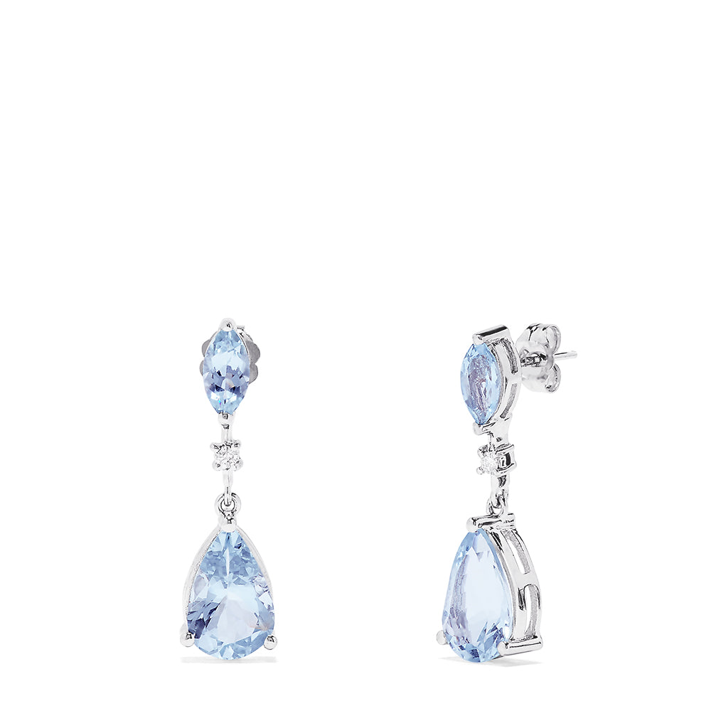 14K White Gold Aquamarine and Diamond Earrings, 5.65 TCW – effyjewelry.com