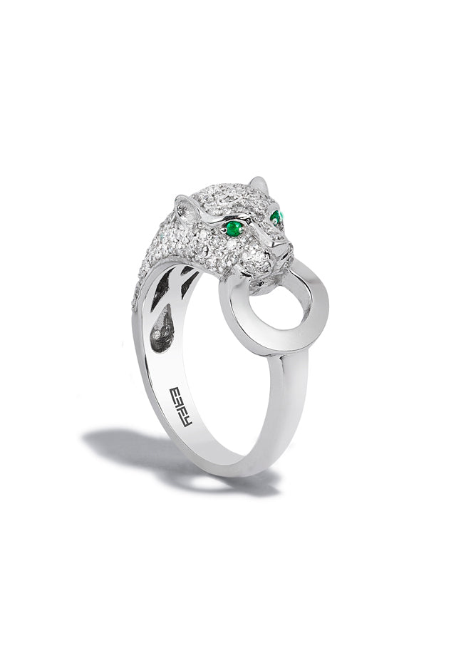 Effy Signature 14K White Gold Diamond and Emerald Ring, 0.66 TCW