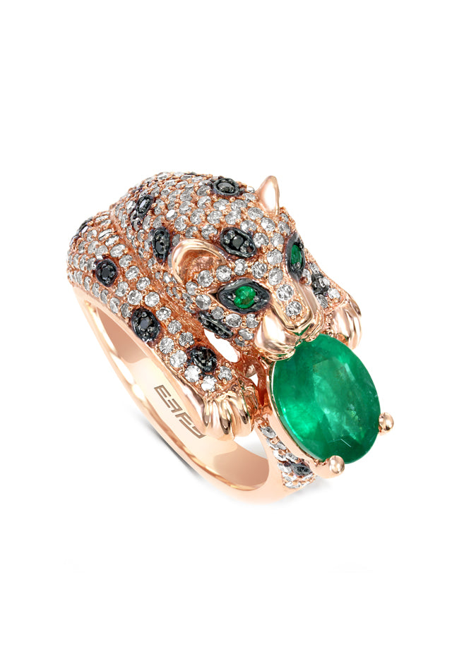 Effy Signature 14K Rose Gold Diamond and Emerald Ring, 2.98 TCW