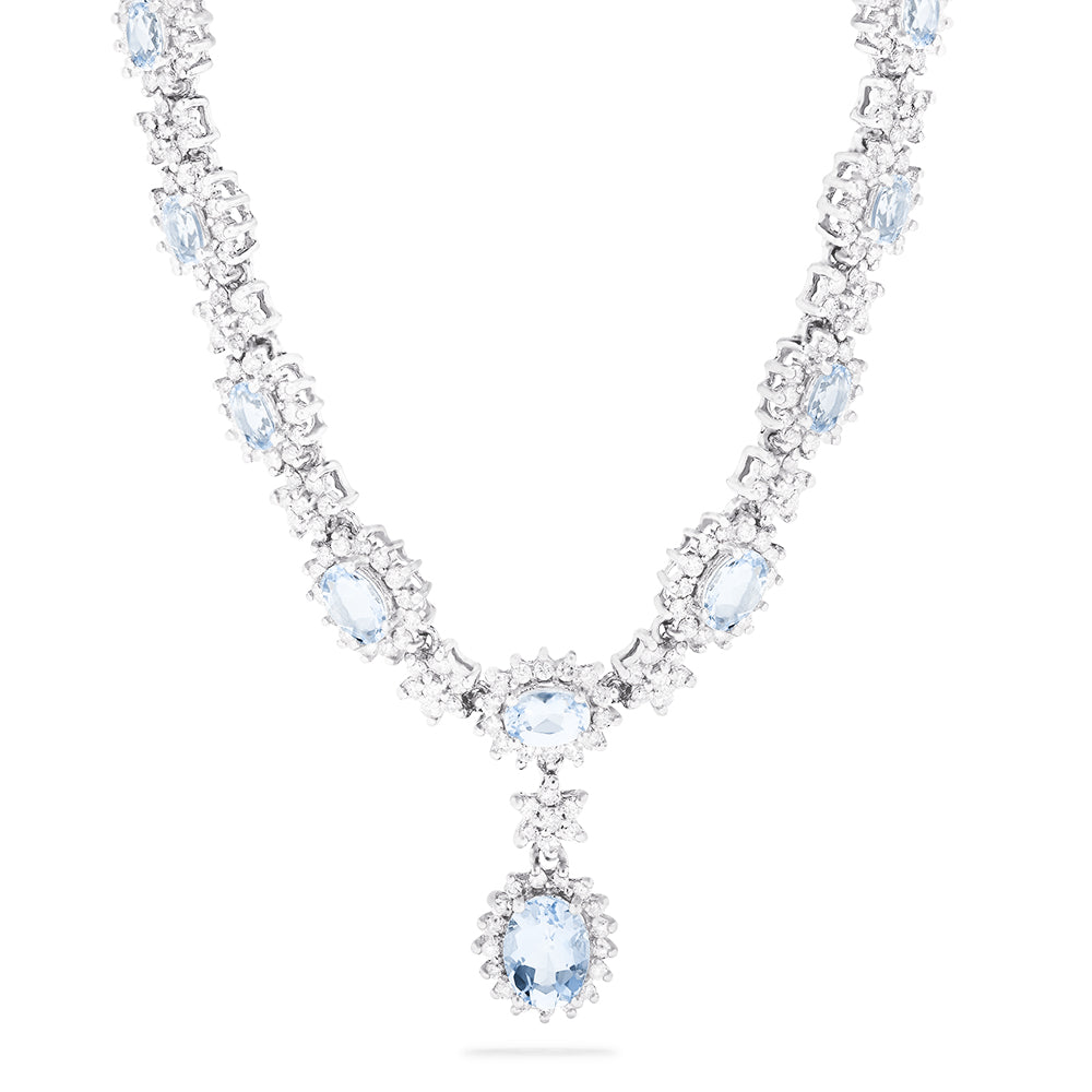 Effy 14K White Gold Aquamarine and Diamond Necklace, 5.83 TCW