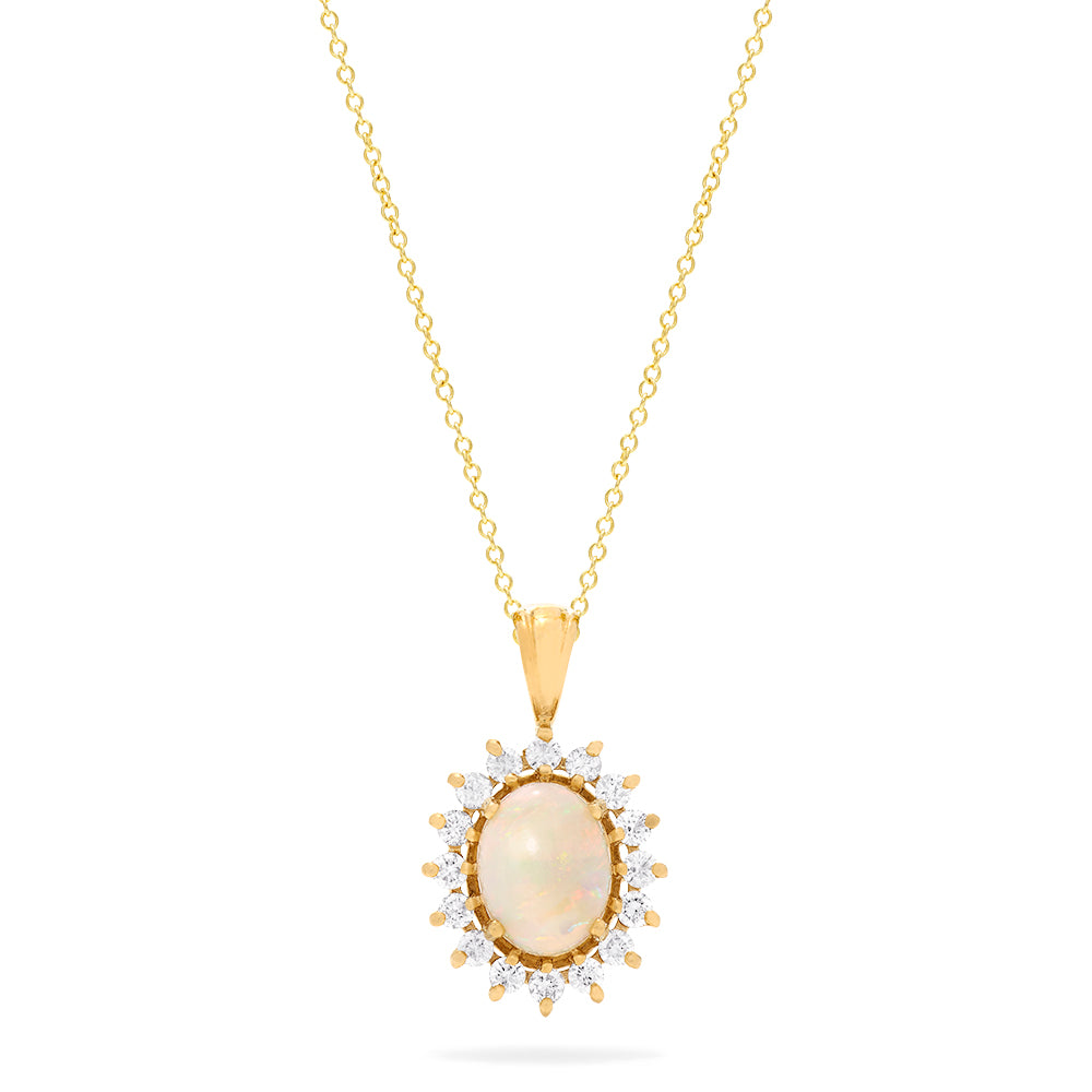 Effy Aurora 14K Yellow Gold Opal and Diamond Pendant, 1.28 TCW