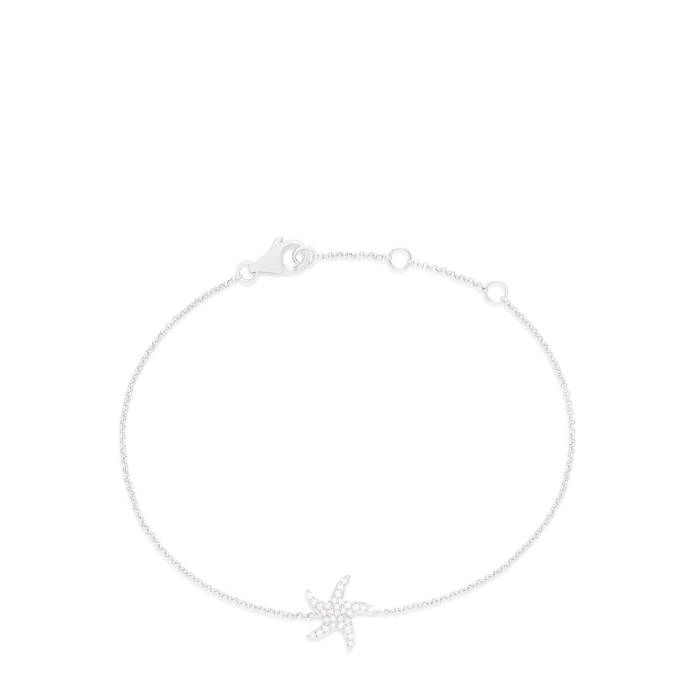 Effy Novelty 14K White Gold Diamond Starfish Bracelet, 0.12 TCW