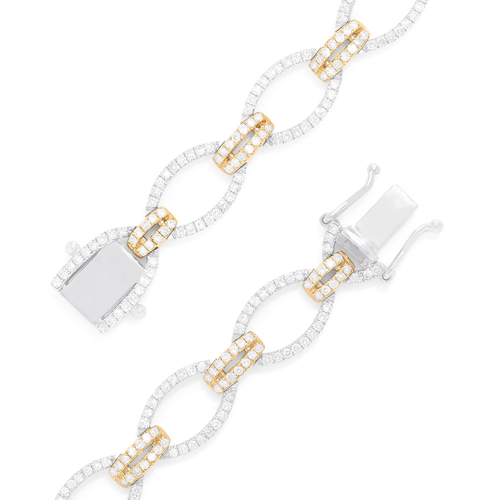 Effy Duo 14K White and Yellow Gold Diamond Links Bracelet, 2.01 TCW