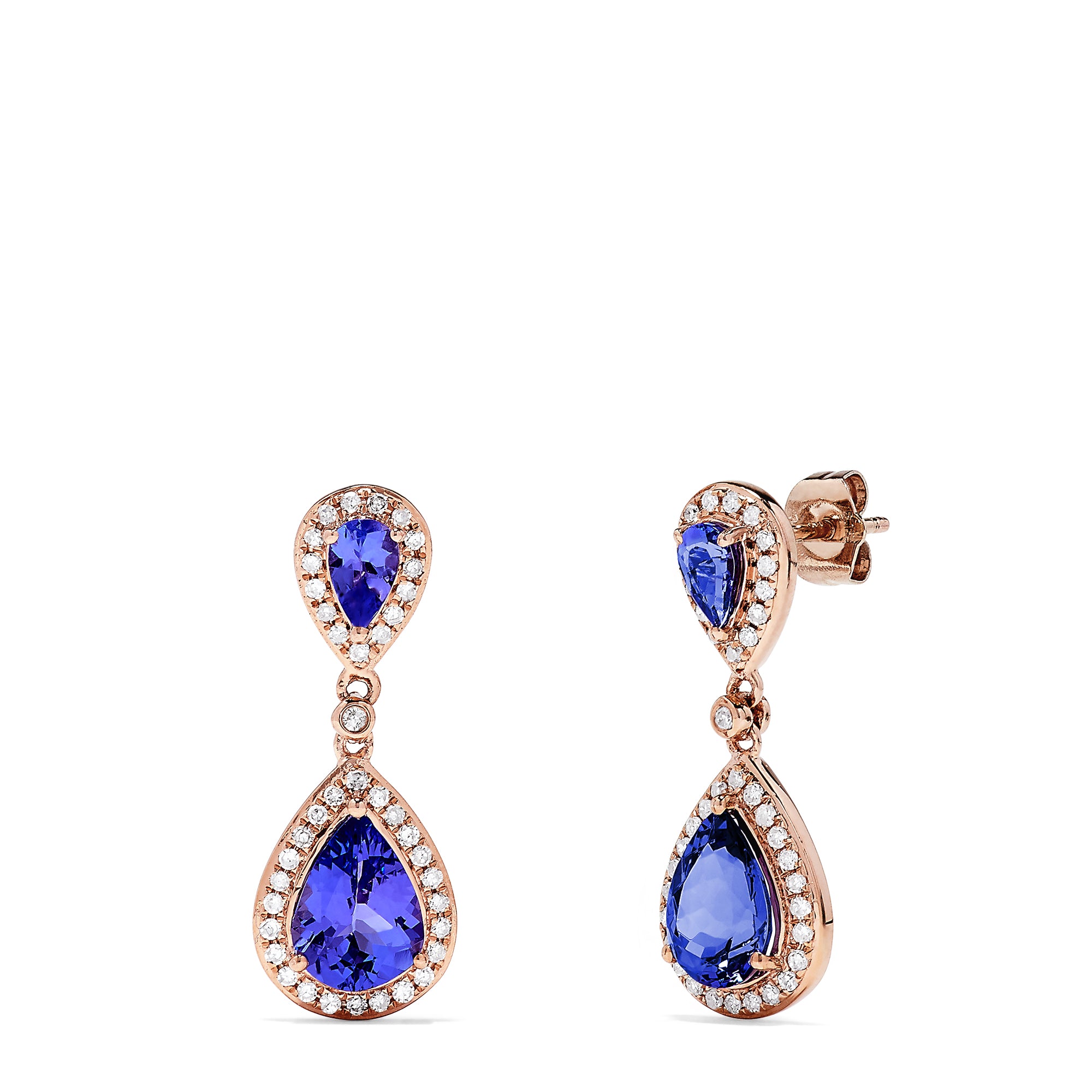 Effy Tanzanite Royale 14K Rose Gold Tanzanite & Diamond Earrings, 2.56 TCW