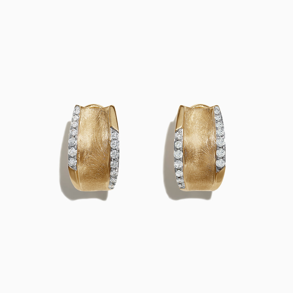 Effy D'Oro 14K Yellow Gold Diamond Hoop Earrings, 0.39 TCW