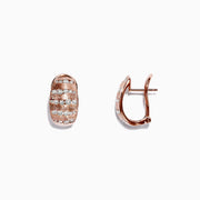 The Pave Rose 14K Rose Gold Diamond Earrings, 1.12 TCW, feature horizontal rows of sparkling diamonds on a white background.