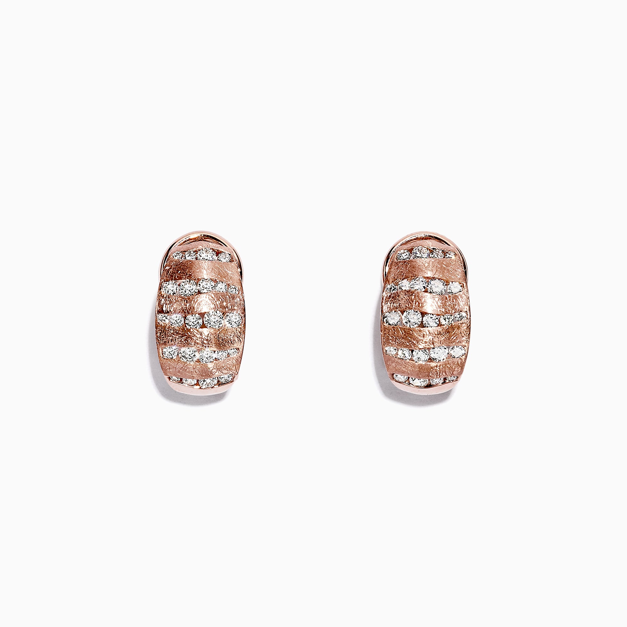 Effy Pave Rose 14K Rose Gold Diamond Earrings, 1.12 TCW