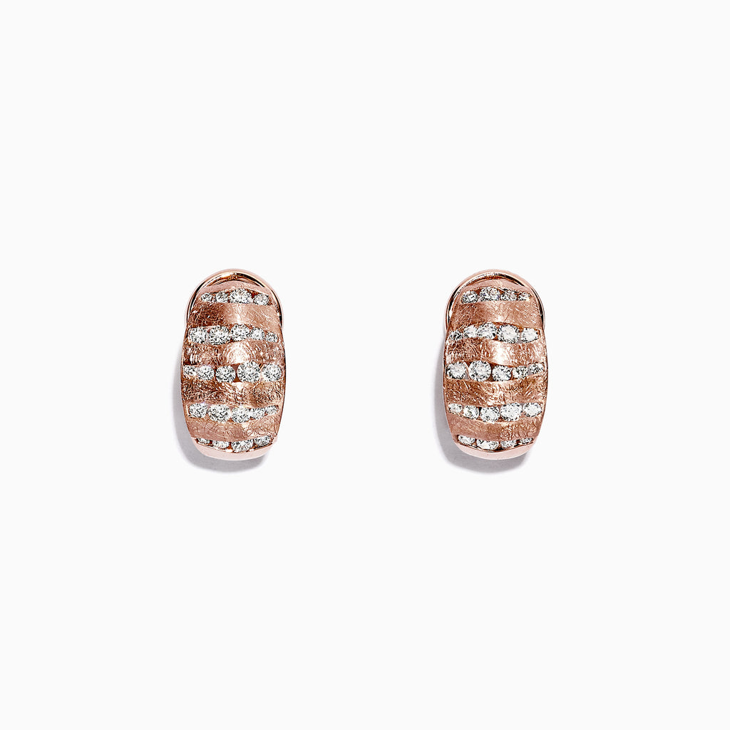 The Pave Rose 14K Rose Gold Diamond Earrings, 1.12 TCW, feature horizontal rows of sparkling diamonds on a white background.