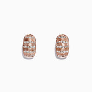 The Pave Rose 14K Rose Gold Diamond Earrings, 1.12 TCW, feature horizontal rows of sparkling diamonds on a white background.